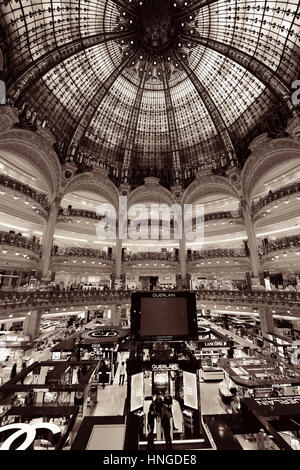 PARIS, FRANCE - MAY 13: Galeries Lafayette interior view on May 13, 2015 Designed by architect Georges Chedanne and as the famous department store, it Stock Photo