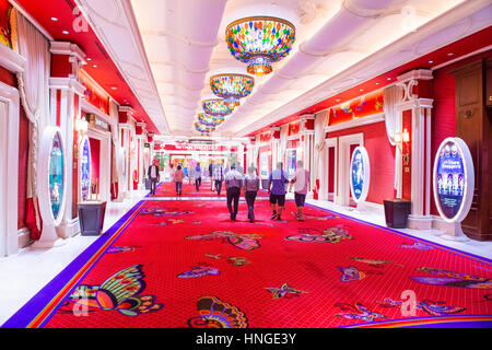 The interior of Encore Hotel and casino in Las Vegas. The hotel has 2,716 rooms and opened in 2005. Stock Photo