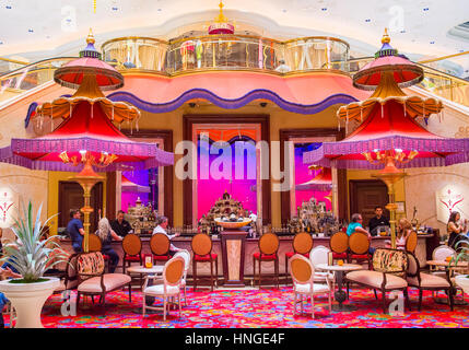 The the interior of Wynn Hotel and casino in Las Vegas. The hotel has 2,716 rooms and opened in 2005. Stock Photo