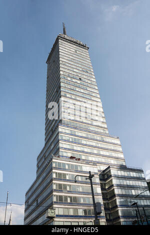Torre Latinoamericana first architectural landmark skyscraper in world completed1956 on high seismic risk land survived 1985 Mexico City earthquake Stock Photo