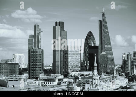 London city rooftop view with urban architectures. Stock Photo
