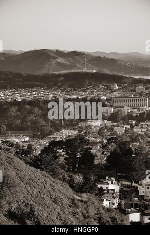 San Francisco downtown architecture viewed from mountain top. Stock Photo