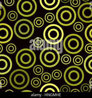 vector seamless pattern - green double circles on dark background Stock Vector