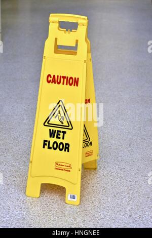 Caution wet floor sign Stock Photo
