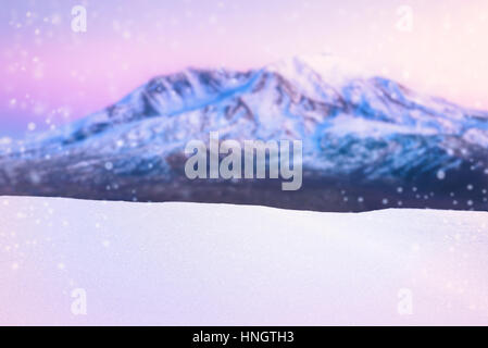 snow floor foreground with snow mountain background,Ready for product display montage. Stock Photo