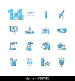 Video Gaming - line icons set Stock Vector