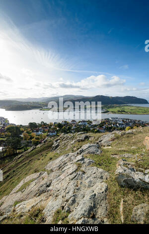 View from Deganwy castle looking over the Conwy Estuary Stock Photo