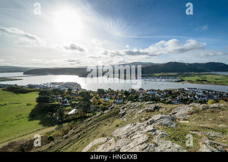 View from Deganwy castle looking over the Conwy Estuary Stock Photo