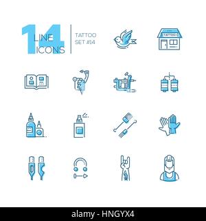 Tattoo Studio - line icons set Stock Vector