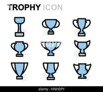 Vector flat trophy icons set on white background Stock Vector