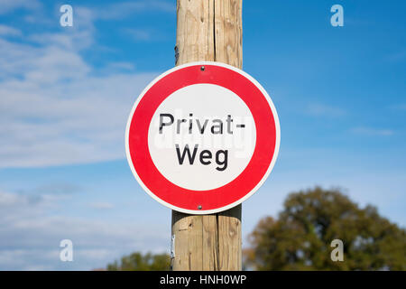 Road sign Privatweg, Passage forbidden, Bavaria, Germany Stock Photo