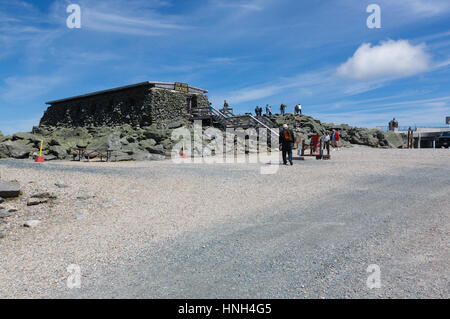 The Tip Top House (originally built as a hotel in 1853) on the summit of Mount Washington in the White Mountains, New Hampshire USA. Stock Photo