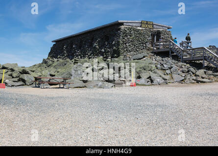 The Tip Top House (originally built as a hotel in 1853) on the summit of Mount Washington in the White Mountains, New Hampshire USA. Stock Photo