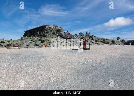 The Tip Top House (originally built as a hotel in 1853) on the summit of Mount Washington in the White Mountains, New Hampshire USA. Stock Photo