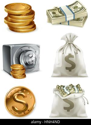 3D gold coin icon set isolated Stock Vector Image & Art - Alamy