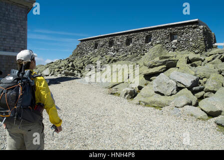 The Tip Top House (originally built as a hotel in 1853) on the summit of Mount Washington in the White Mountains, New Hampshire USA. Mount Washington, Stock Photo