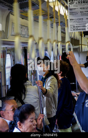 KYOTO, JAPAN - OCTOBER 7, 2016: Unidentified people at Kyoto subway in Japan. Kyoto Municipal Subway began operation at 1981 and have length of 31.2 k Stock Photo