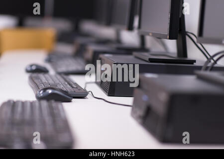 Computer Lab,Neatly placed rows of computer. Stock Photo