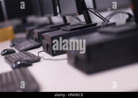 Computer Lab,Neatly placed rows of computer. Stock Photo