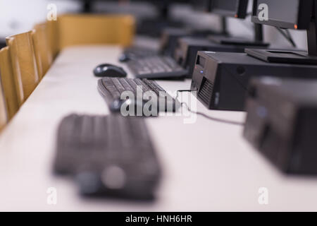 Computer Lab,Neatly placed rows of computer. Stock Photo