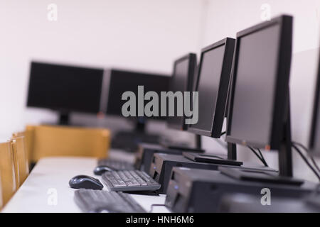 Computer Lab,Neatly placed rows of computer. Stock Photo