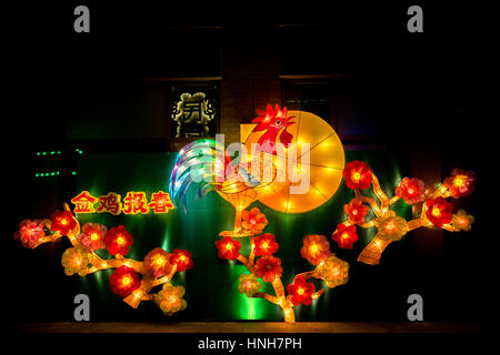 People enjoying the colorful lanterns on Nanjing Qinhuai Lantern Festival Stock Photo