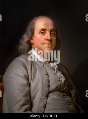 Benjamin Franklin, portrait by Joseph Siffred Duplessis, oil on canvas, c.1785 Stock Photo