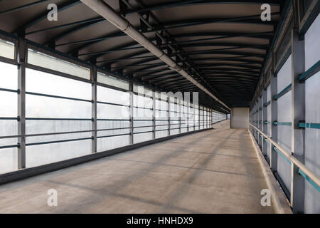 View from the inside to overground pedestrian bridge Stock Photo