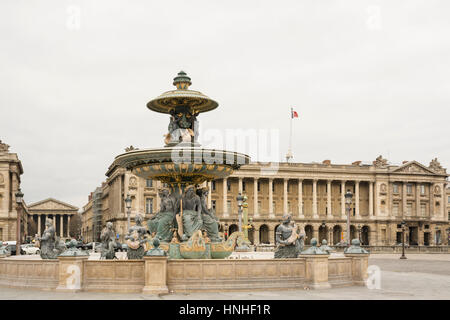 Fountain in place de la Concorde, Paris, France, Europe Stock Photo