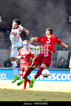 Sion, Switzerland. 12th February 2017. Football Raiffeisen Super League, FC Sion - FC Vaduz, Carlitos (FC Sion) duel with Simone Grippo (FC Vaduz 3)   Credit: Cronos Foto/Alamy Live News Stock Photo