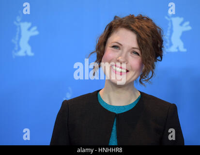 Berlin, Germany. 12th Feb, 2017. The actress Hannah Steele arrives for the photo call of the film 'The Young Karl Marx' at the 67th International film festival in Berlin, Germany, 12 February 2017. The film will be aired in the section 'Berlinale Special'. Photo: Monika Skolimowska/dpa/Alamy Live News Stock Photo