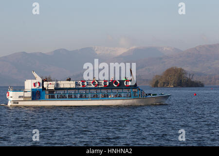 Cumbria, UK. 13th Feb, 2017. UK Weather. Lake Windermere cold sunny clear day with snow on the fells. Credit: Gordon Shoosmith/Alamy Live News Stock Photo