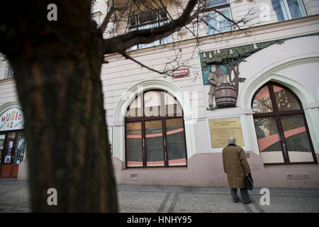 Prague, Czech Republic. 13th Feb, 2017. The memorial plaque to Croatian bishop and benefactor Josip Juraj Strossmayer will be unveiled at Prague District 7, Czech Republic, today, on Tuesday, February 14, 2017. Credit: Michal Kamaryt/CTK Photo/Alamy Live News Stock Photo