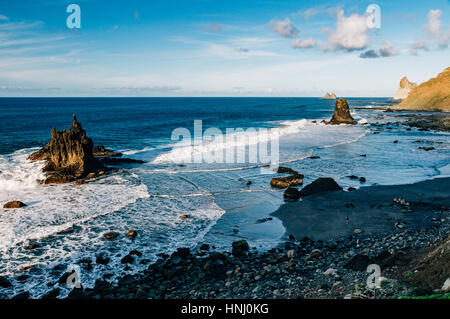 Overlook on picturesque Benijo beach or Playa de Benijo, Tenerife island, Spain Stock Photo