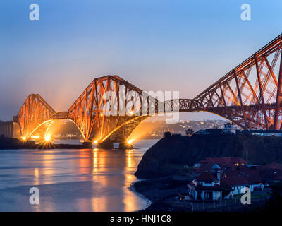 Forth Bridge at Dusk from the Fife Coast Path near North Queensferry Fife Scotland Stock Photo