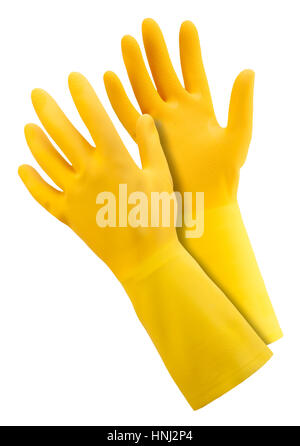 Yellow Rubber Gloves(+clipping path) Stock Photo