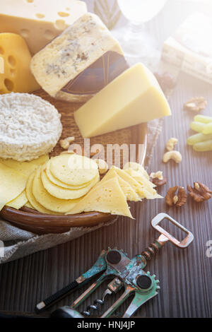 Various types of cheese set Stock Photo
