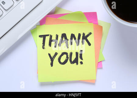 Thank you on notepaper office business note paper computer keyboard ...