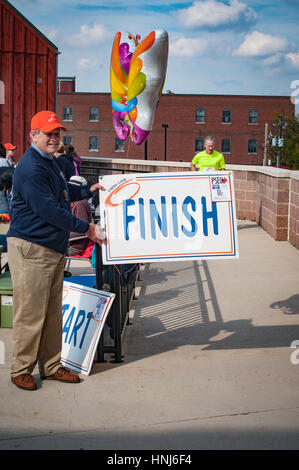 Raising Rase Finish line local Lupus fund raising race Stock Photo - Alamy