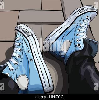 Vector illustration of a hand drawing sneakers Stock Vector