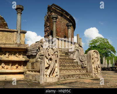 Polonnaruwa ruin was the second capital of Sri Lanka after the destruction of Polonnaruwa. The photograph is presenting  Vatadage (Round House). Sri L Stock Photo