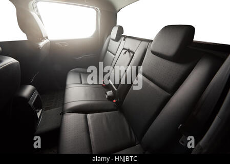 Black pickup back leather seat with isolated windows Stock Photo