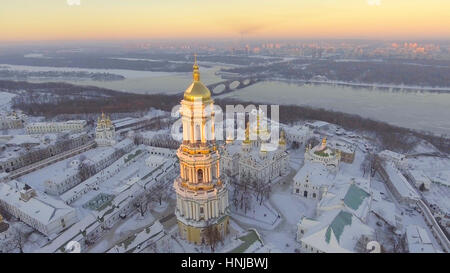 aerial view Kiev-Pechersk Lavra in winter, Kiev , Ukraine. Stock Photo