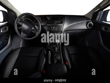 Dashboard of modern pickup trunk car with isolated windows Stock Photo