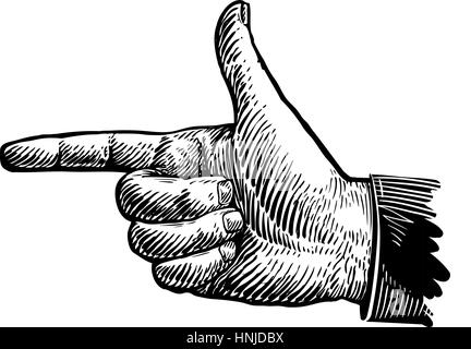 Hand, pointing finger. Sketch vector illustration Stock Vector
