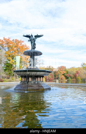 The Bethesda fountain located in the lower level of The Terrace in Central park was designed by Emma Stebbins in 1868 Stock Photo