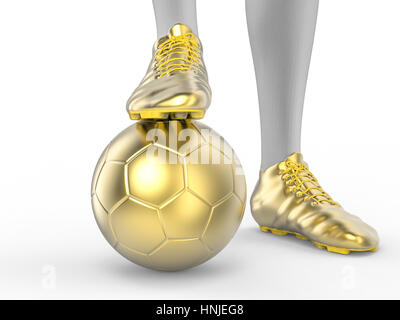 3d rendering soccer player standing with soccer ball Stock Photo