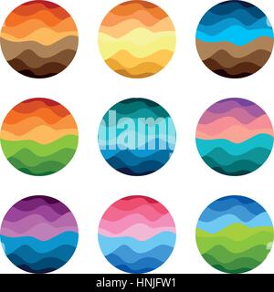 Isolated abstract colorful round shape logos set on white background vector illustration Stock Vector