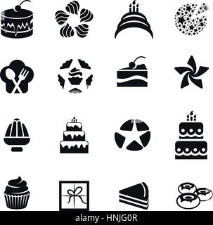 Isolated black color icons, cakes,cupcakes,donuts,pies logos set on white background vector illustration Stock Vector