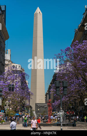 BUENOS AIRES, ARGENTINA - 02 DEC: The Obelisk (El Obelisco), the most recognized landmark in the capital on Dec 02, 2015 in Buenos Aires, Argentina. Stock Photo